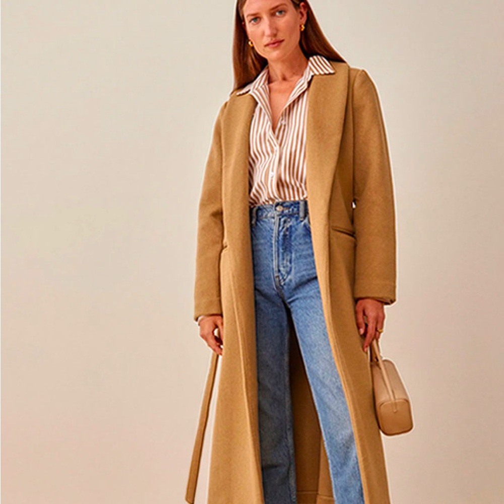 The Downing Coat by Reformation, Camel, Wool